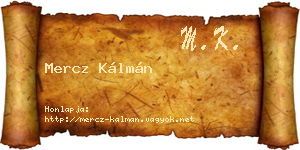 Mercz Kálmán névjegykártya
